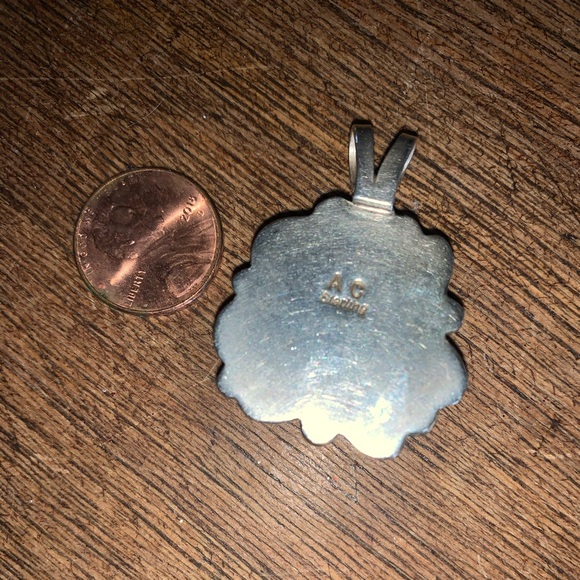 Native American made turquoise  sterling pendant - Picture 2 of 2